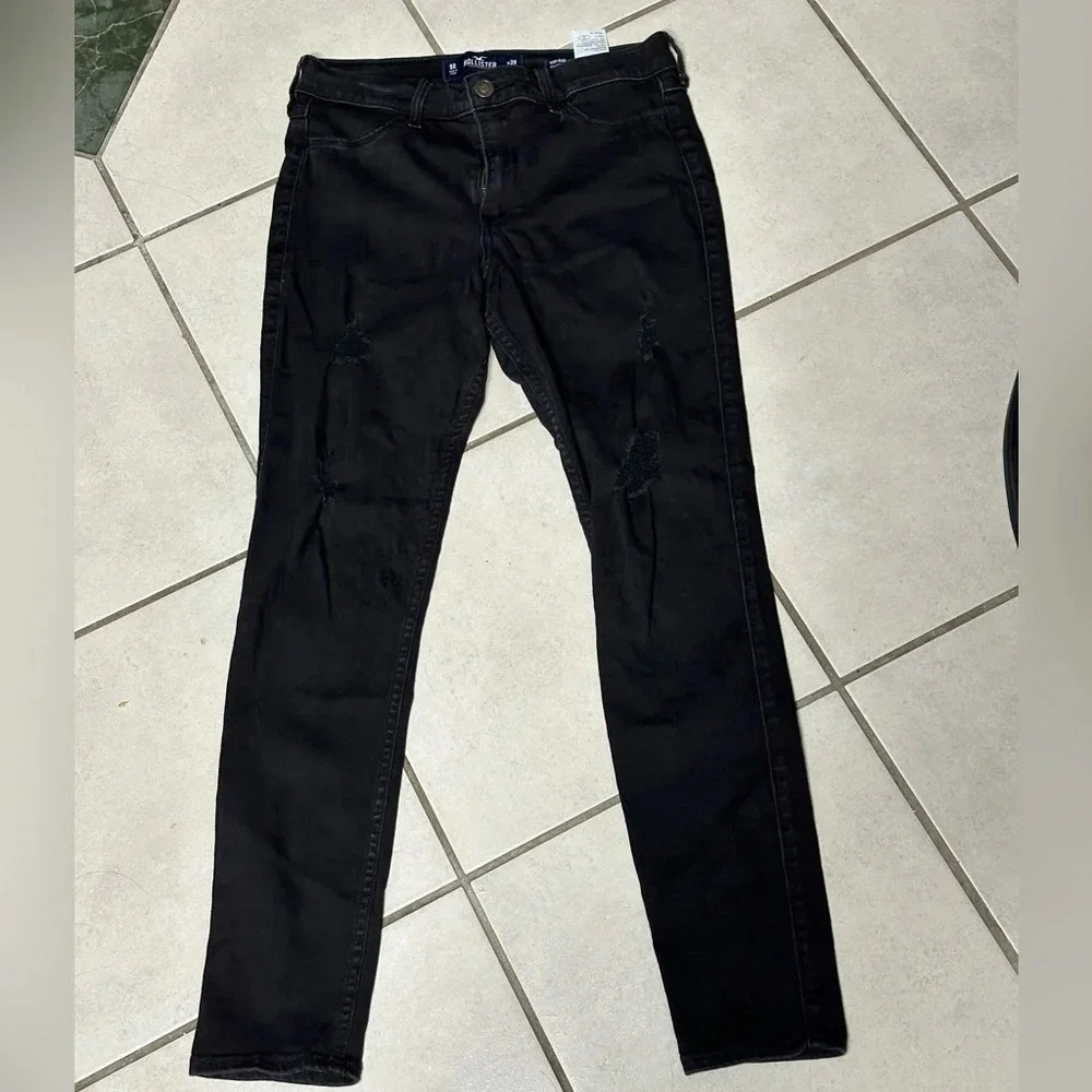 Hollister Women Black High‎ Rise Jean Jeggings Advanced Stretch Ripped Size 9R